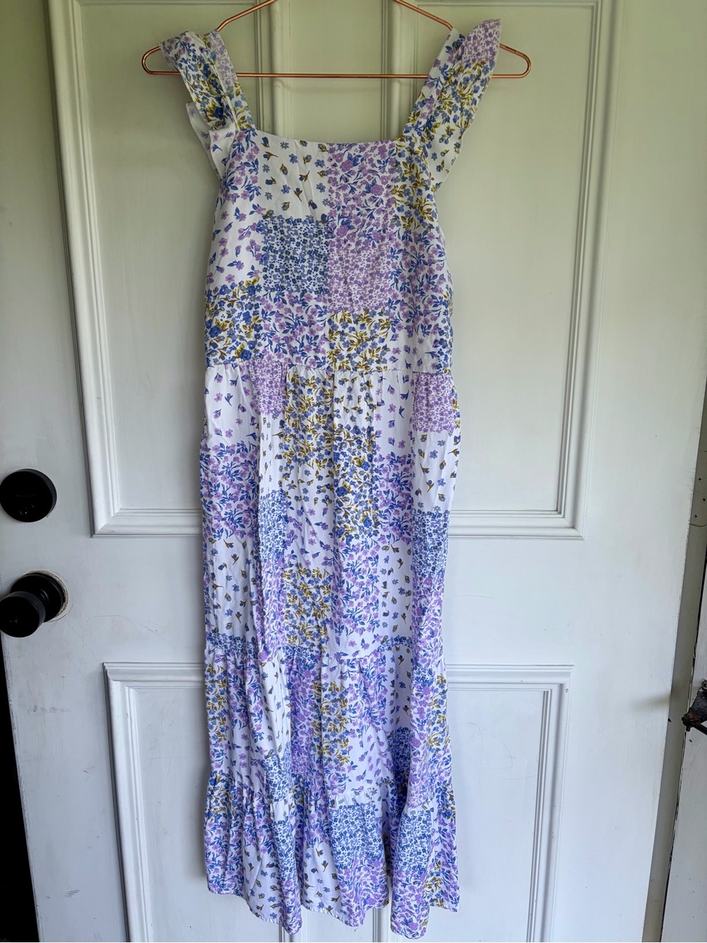 Floral Patchwork Maxi Sundress in Lavender & White
